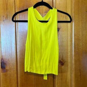 Yellow crop tie back top